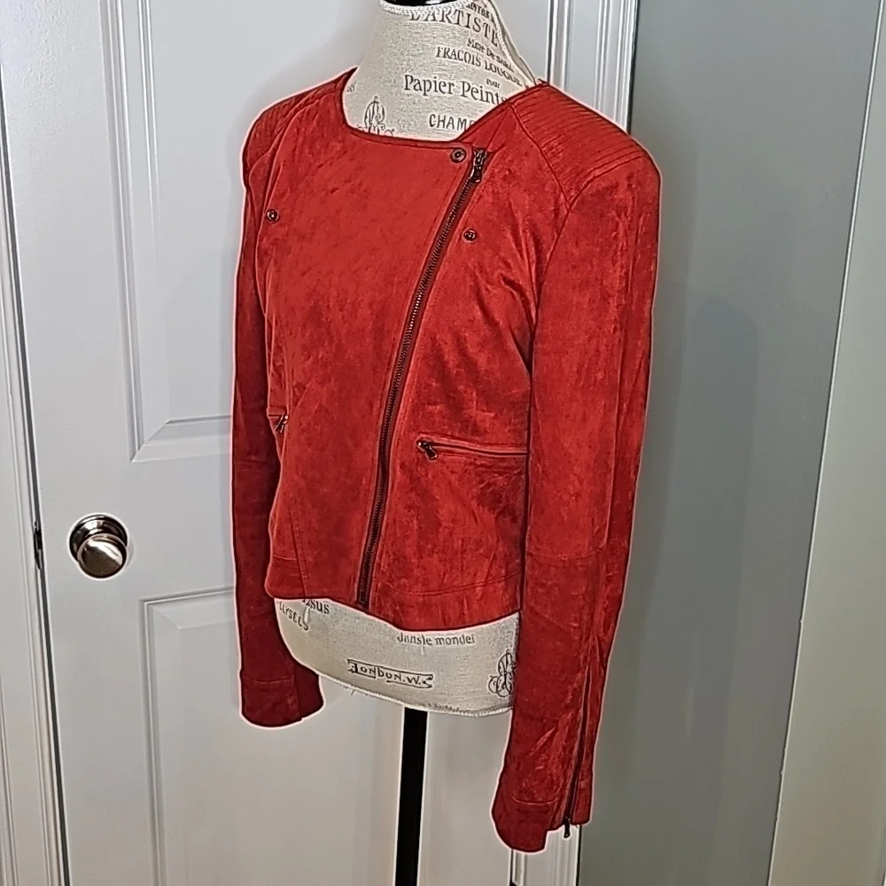Fate Burnt Orange Delilah Suede Cropped Jacket - Size Large - Picture 10 of 13